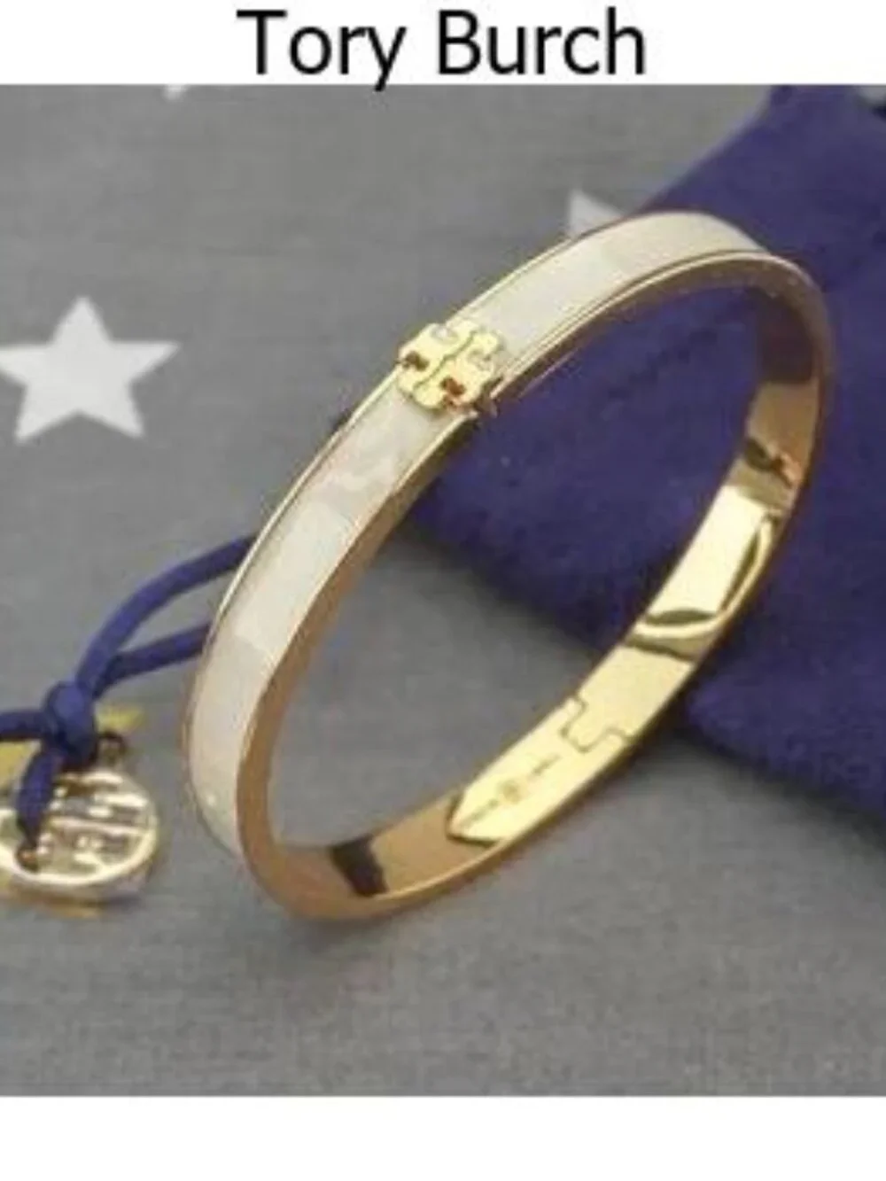 Tory Burch Kira Enamel 7mm Bracelet Bangle in New Ivory (Brand New) Medium